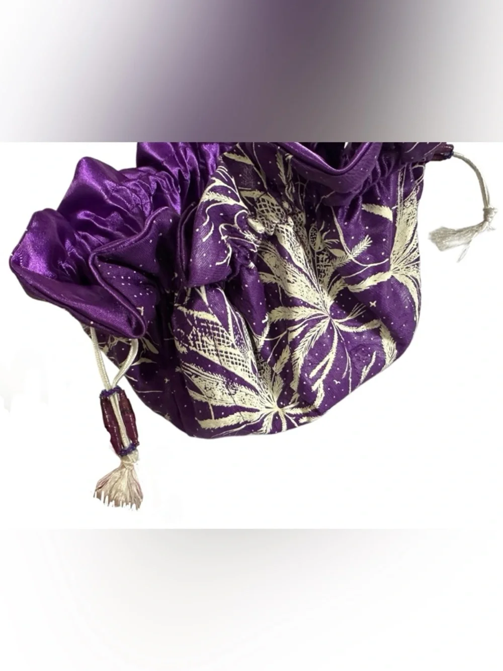 BeadForLife Travel jewelry Organizer pouch Purple Satin Drawsting Pouchy